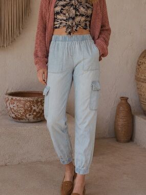 American Orginal Rewash Light Wash Chambray Pants Size Small